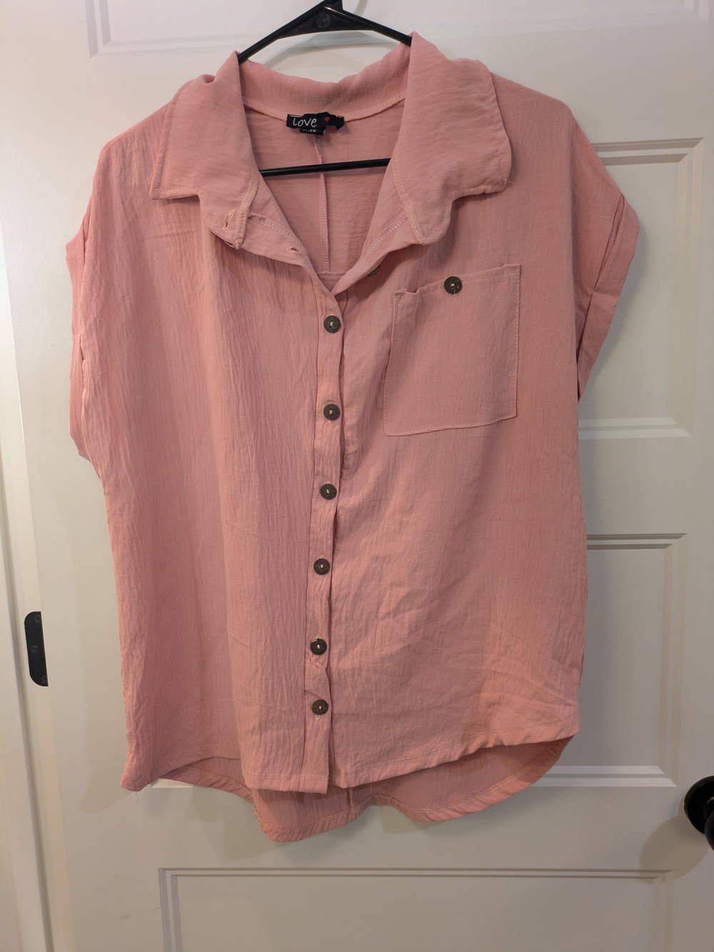 🔴 3/$15  Love Pink Button Down Shirt
